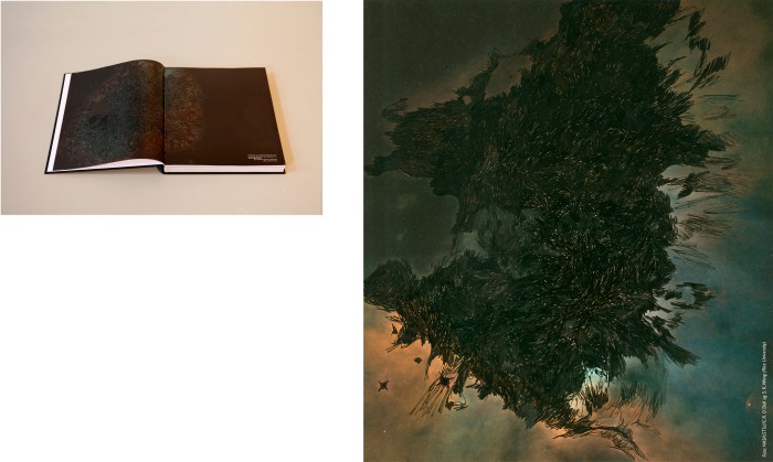 BANG! Boka BANG! av Knut Jørgen Rød Ødegård der alle bilder av universet er overtegnet med svart tusj, 2012.